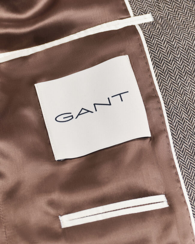 Slim Fit flanellen kostuumjasje met visgraatmotief