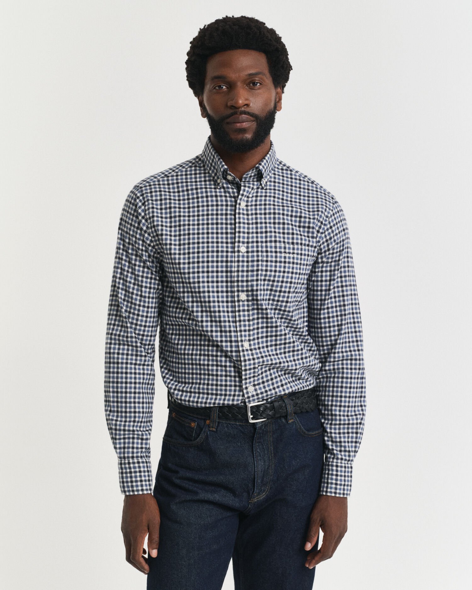 Regular Fit overhemd van keperstof met Gingham-ruitje