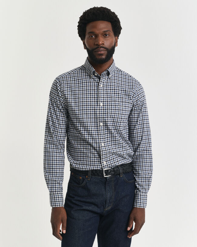 Regular Fit overhemd van keperstof met Gingham-ruitje
