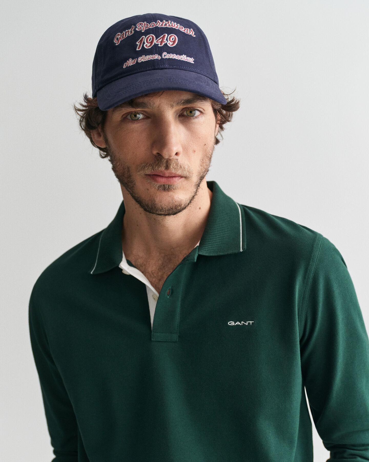 Poloshirt met getextureerde kraag en lange mouwen