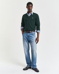 Klassieke sweater van katoen met V-hals