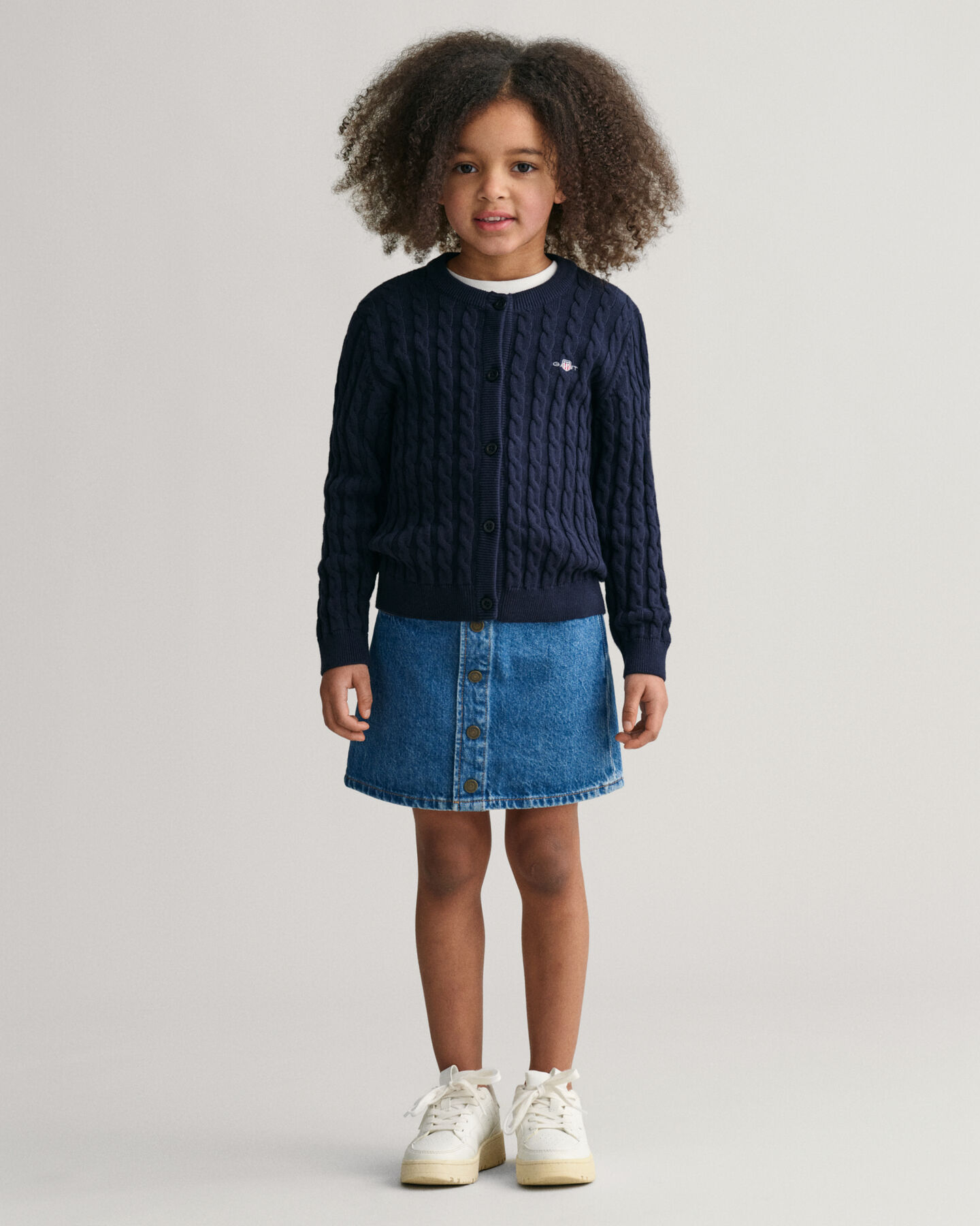 Girls Shield kabelgebreid vest van katoen