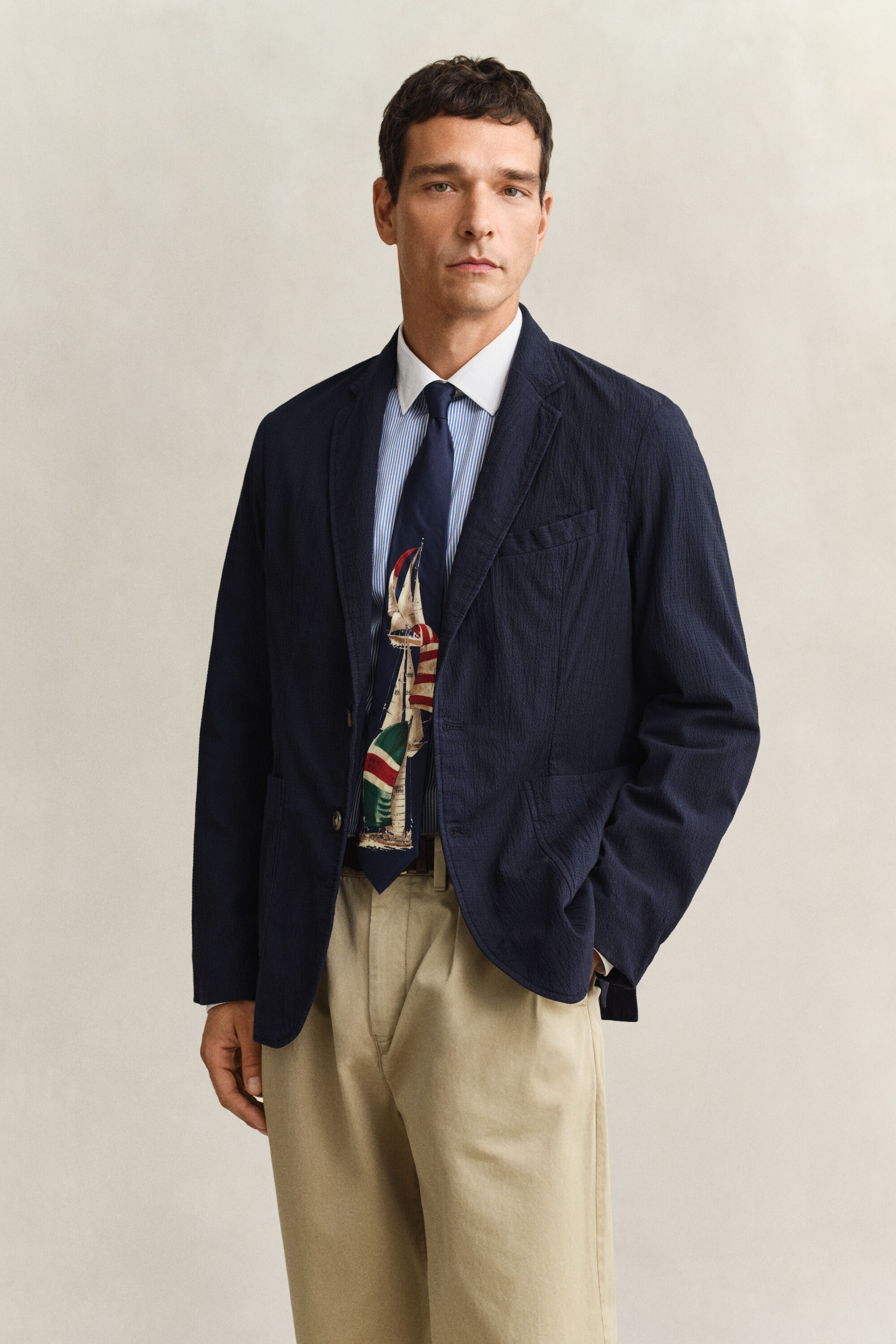 Blazer van seersucker