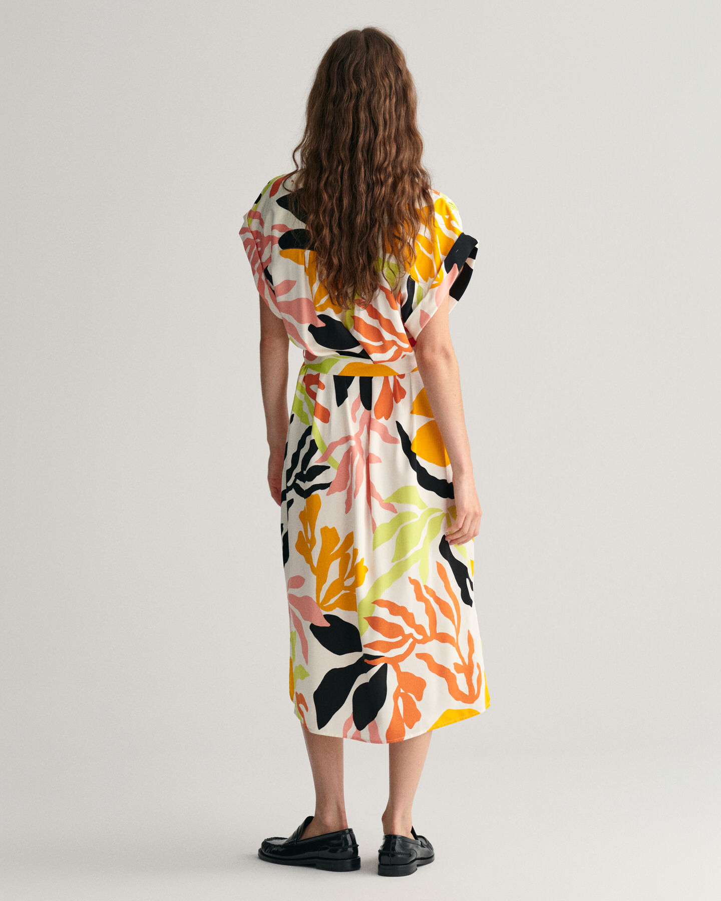 Palm Print jurk met korte mouwen