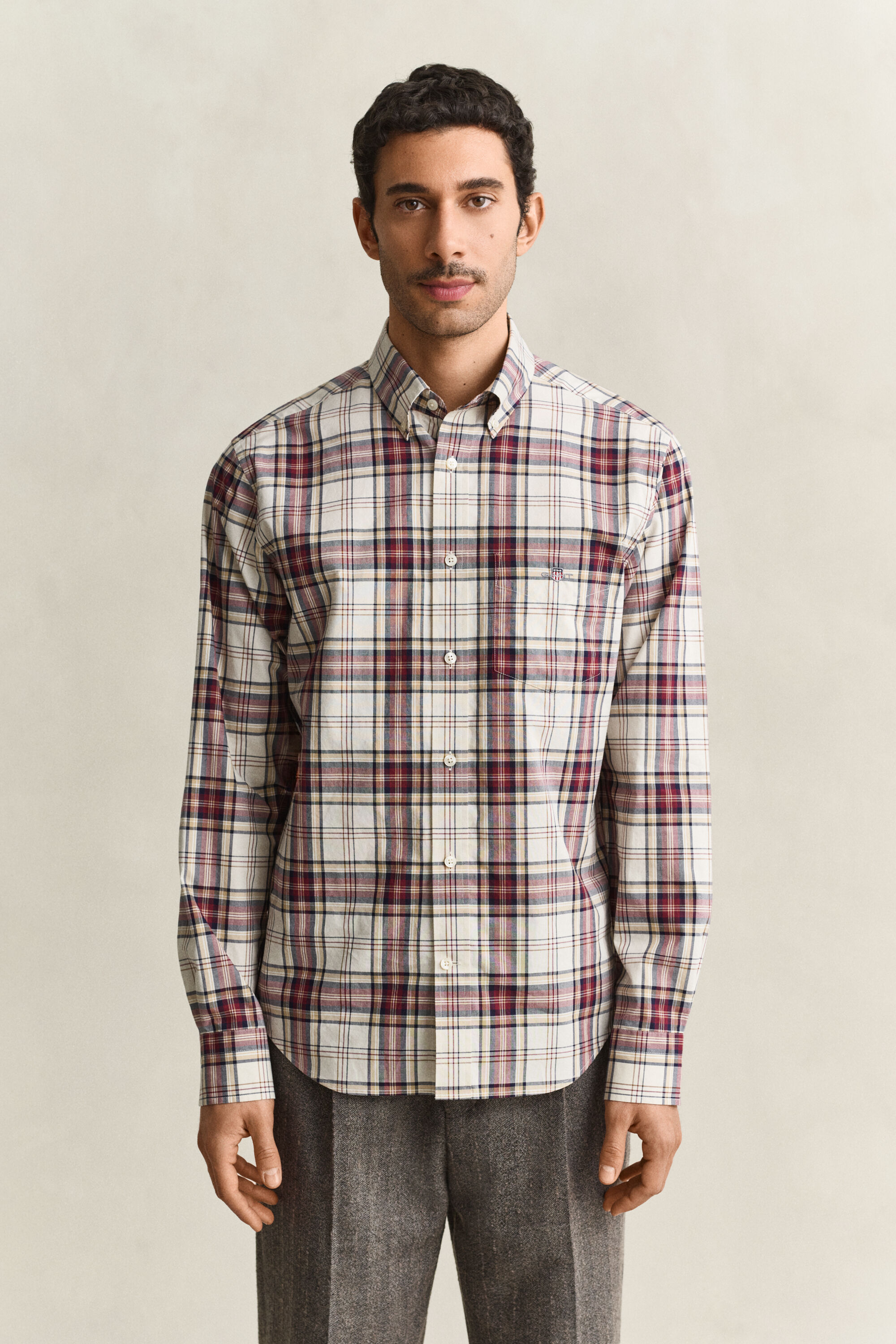 Geruit poplin overhemd