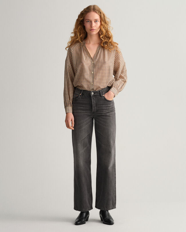 Geruite blouse van katoen en zijde