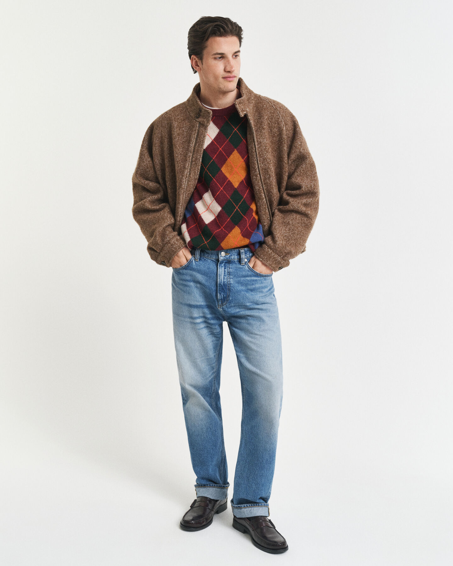 Argyle trui met ronde hals