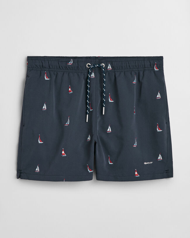 Zwemshort met geborduurde boot