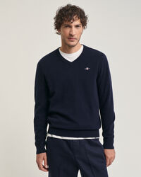 Seasonal Essential sweater met V-hals van extra fijne lamswol