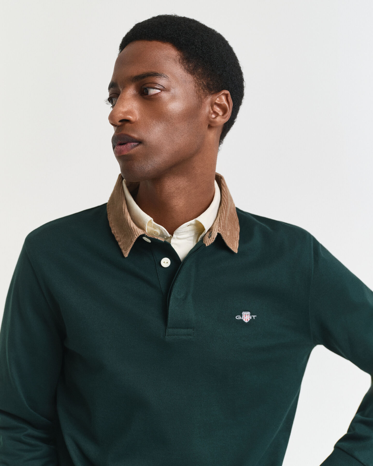 Heavy Rugger met corduroy kraag