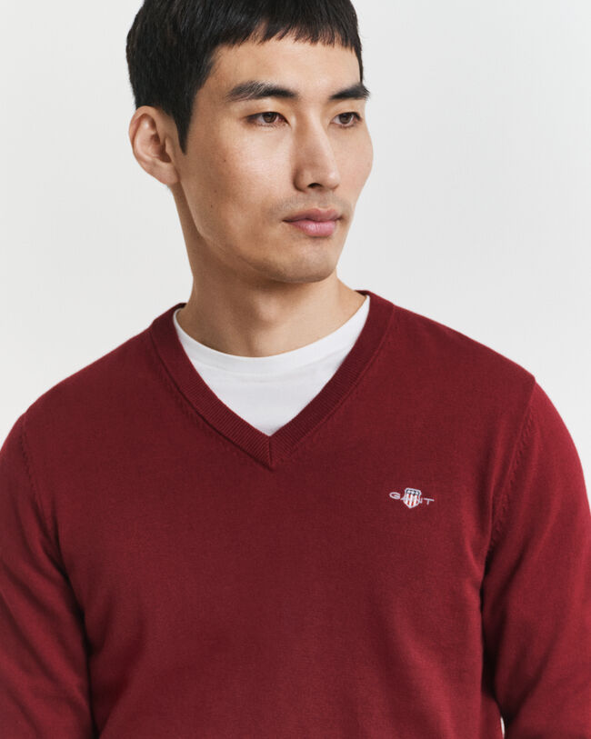 Klassieke sweater van katoen met V-hals