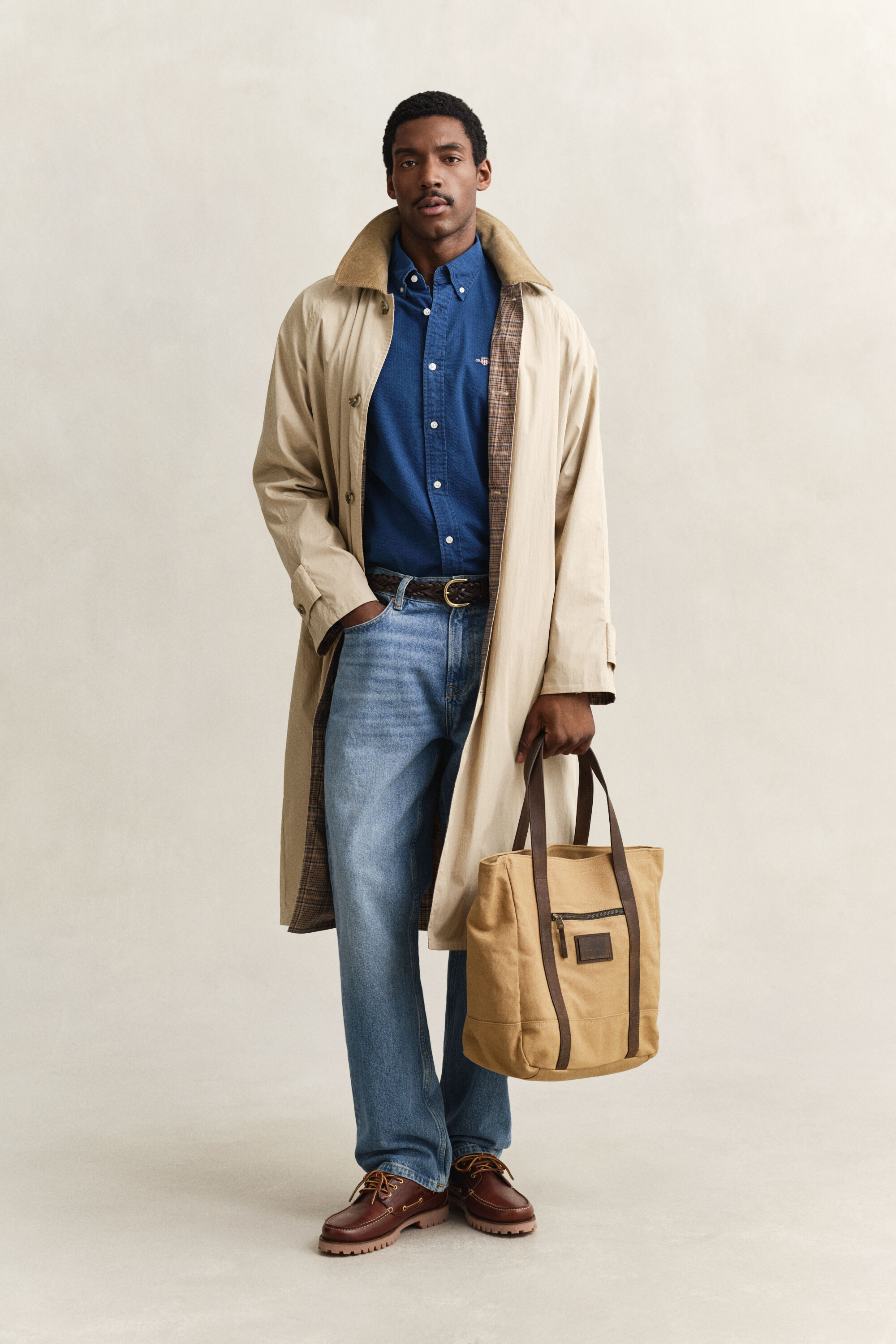 Indigo seersucker overoverhemd