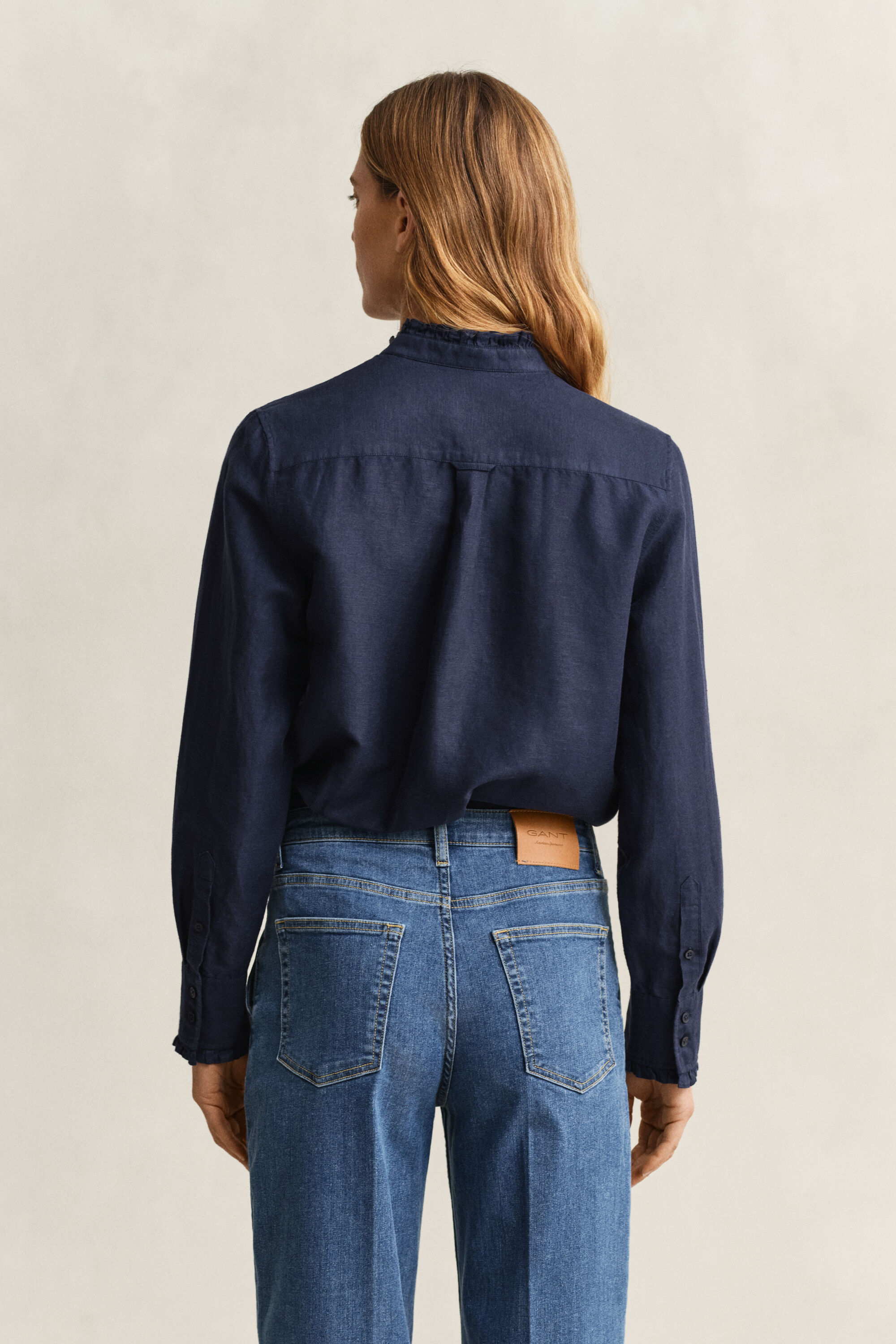 Blouse met ruches van linnenmix