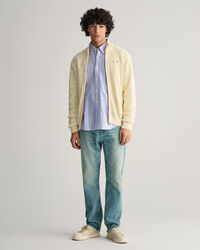 Textured gestreept katoenen vest met ritssluiting