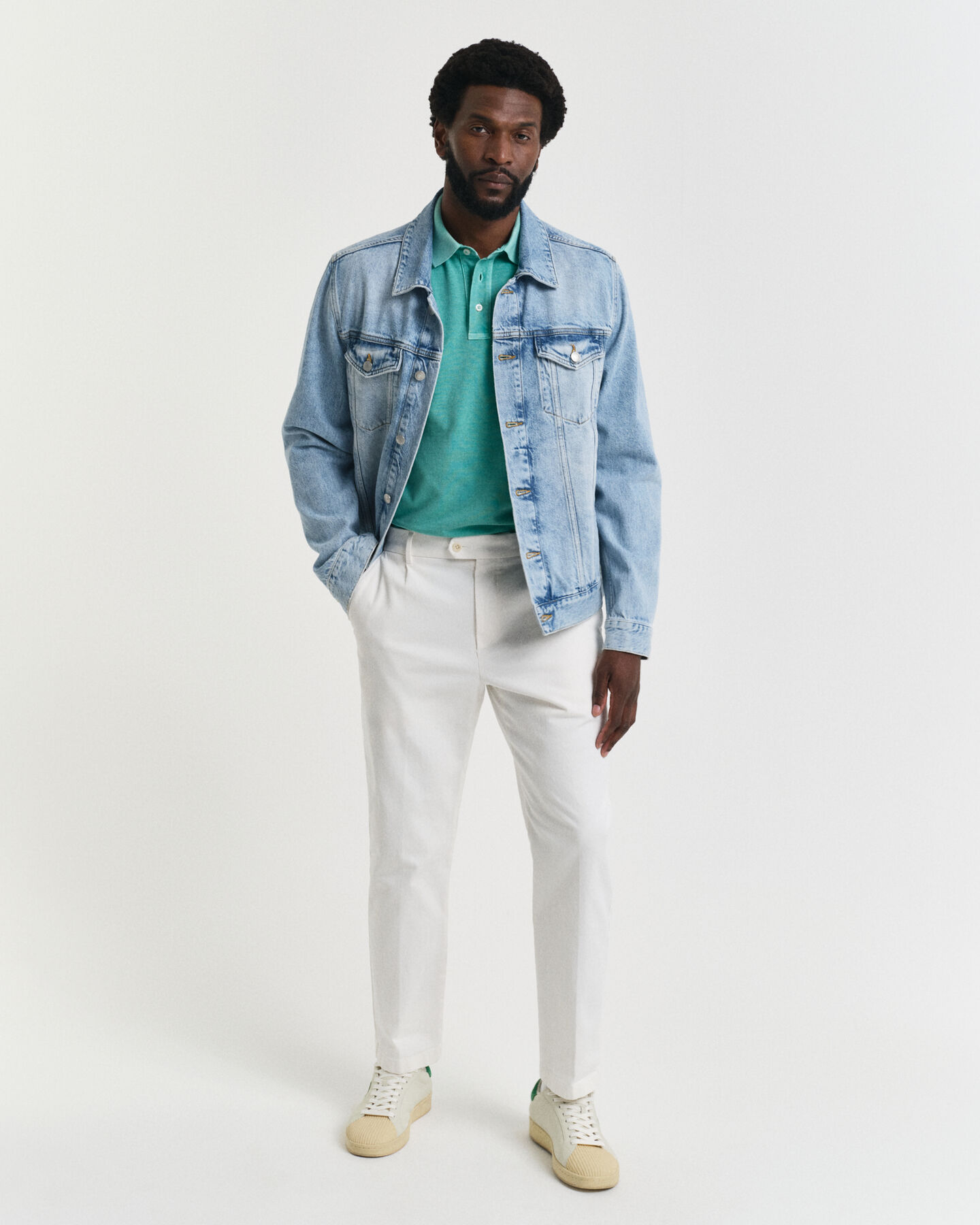 Slim Fit taps toelopende broek van katoenkeper