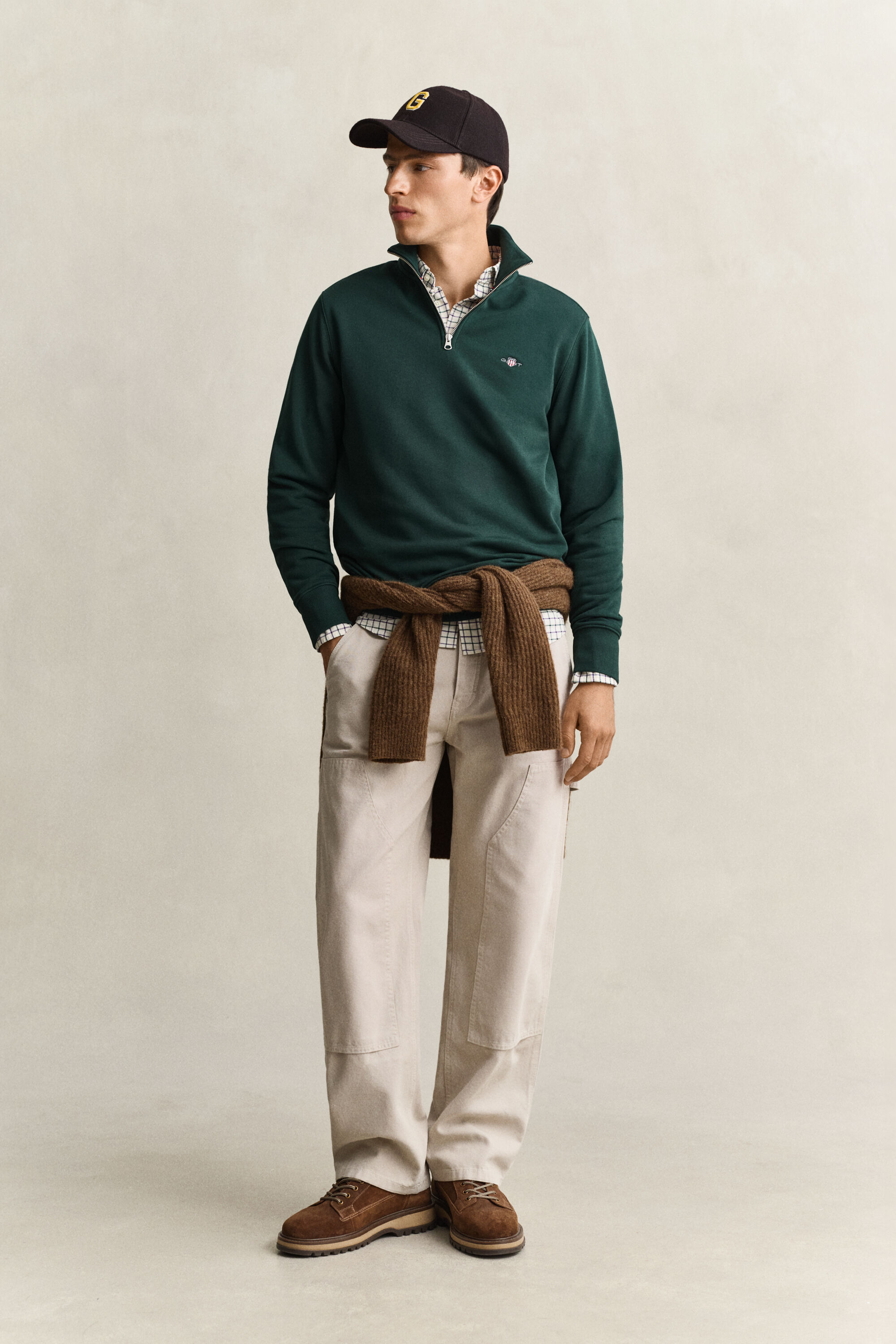 Shield sweatshirt met korte rits