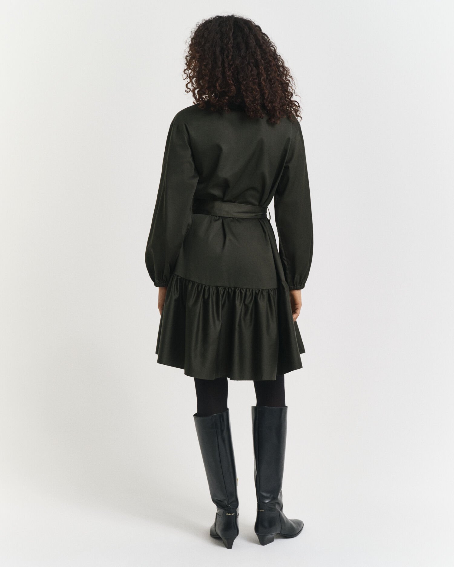 Jurk met lange mouwen van katoensatijn