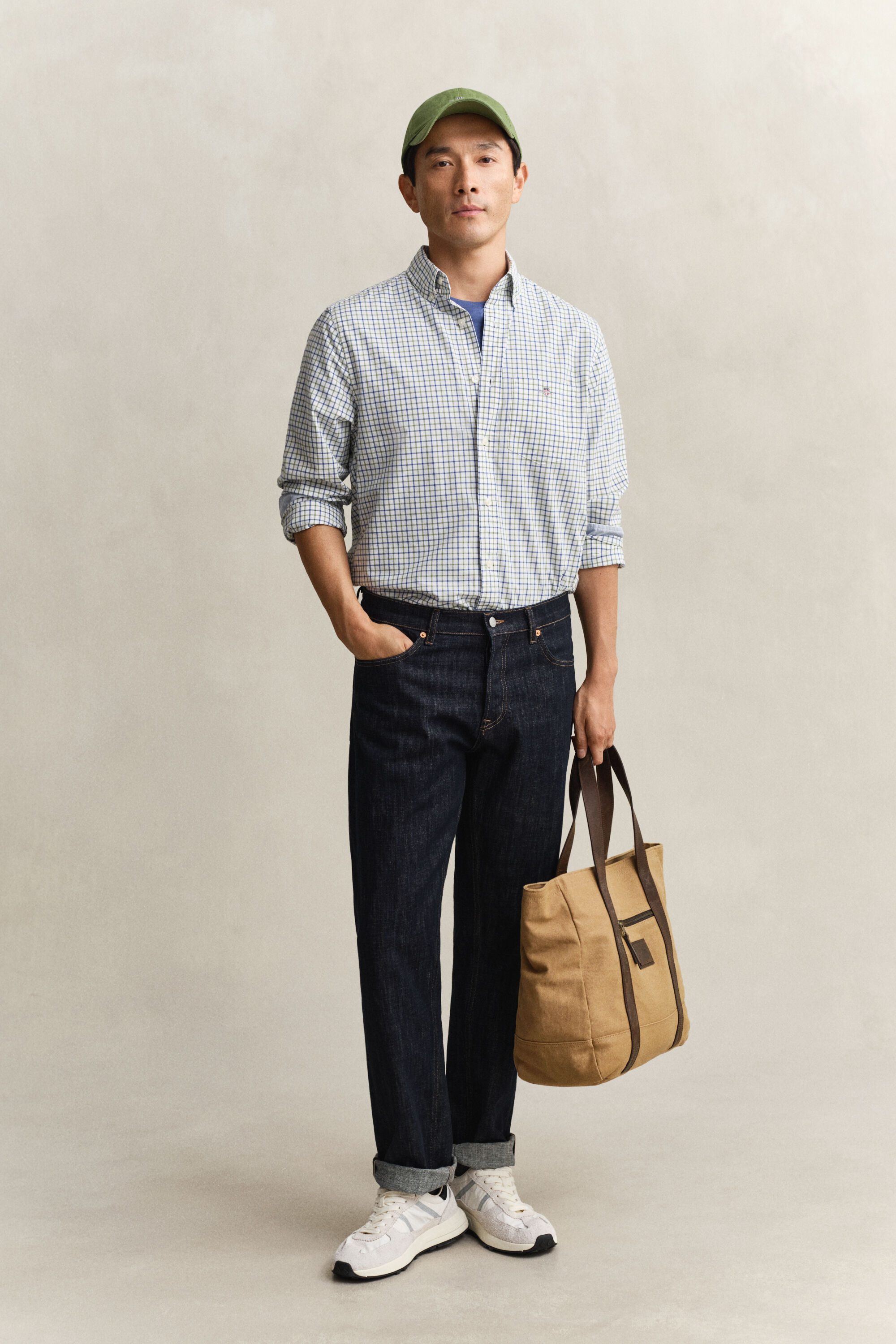 Klassiek geruit poplin overoverhemd