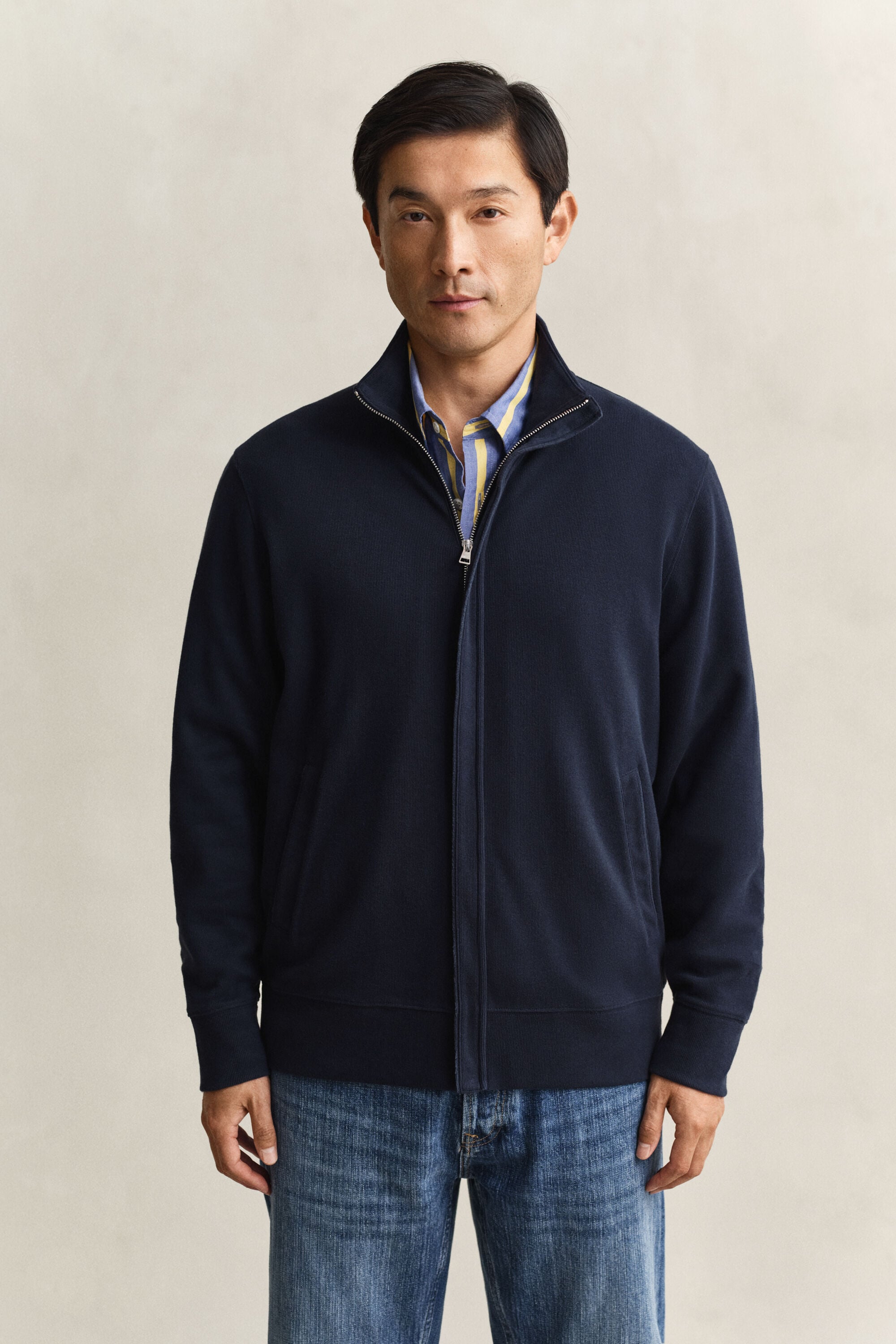 Sacker Rib sweatshirt met ritssluiting