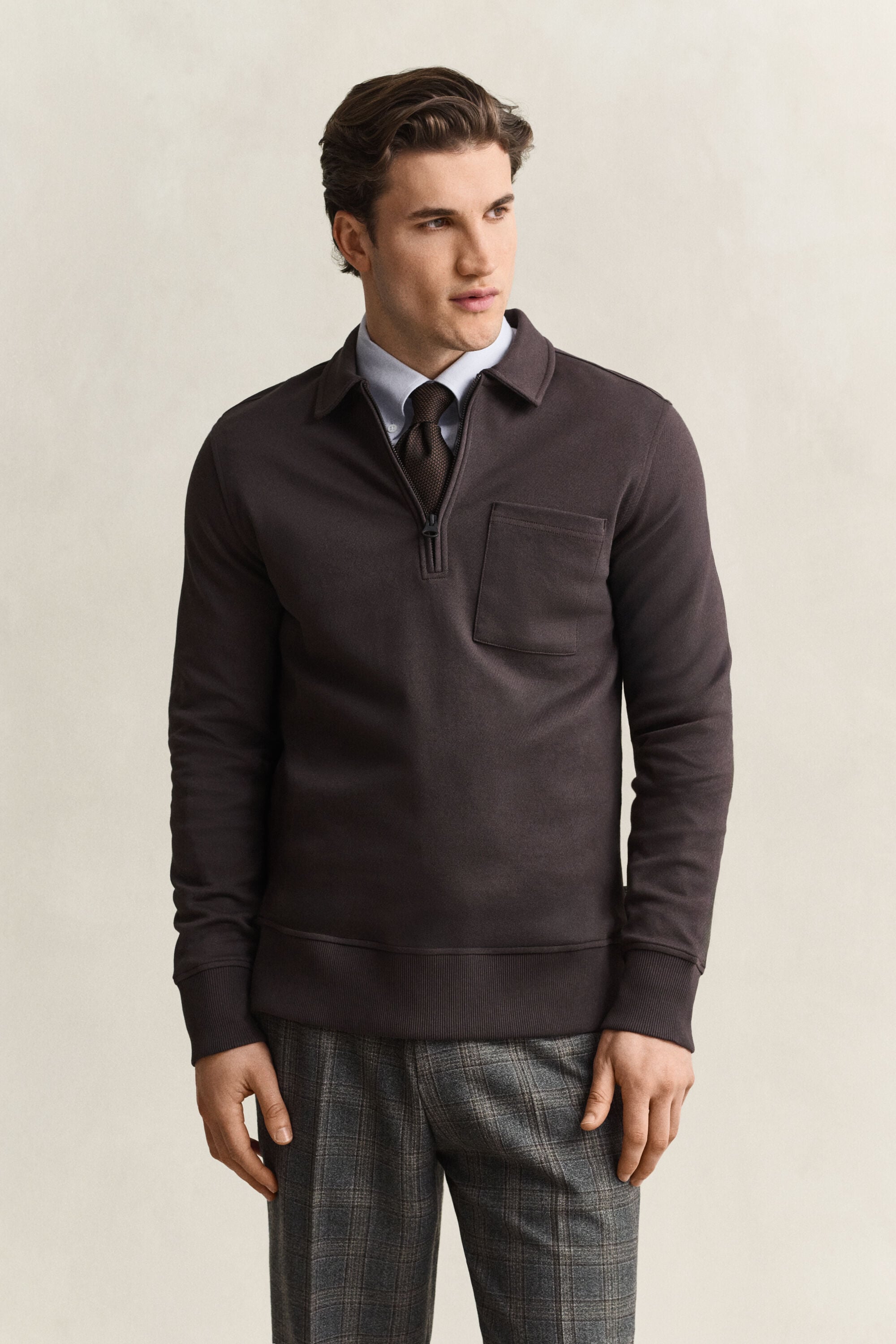 Sweatshirt met korte rits