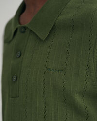 Polosweater met pointelletextuur