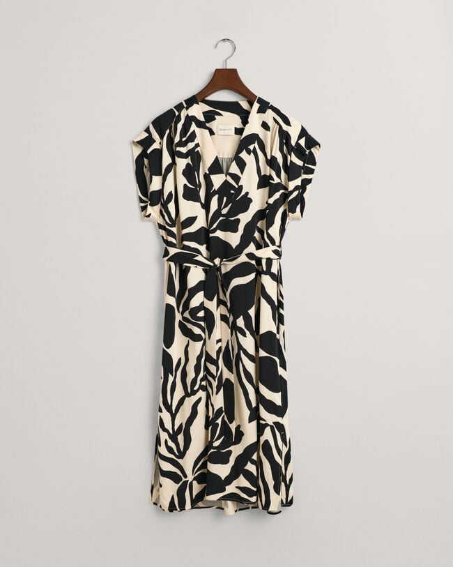Palm Print jurk met korte mouwen