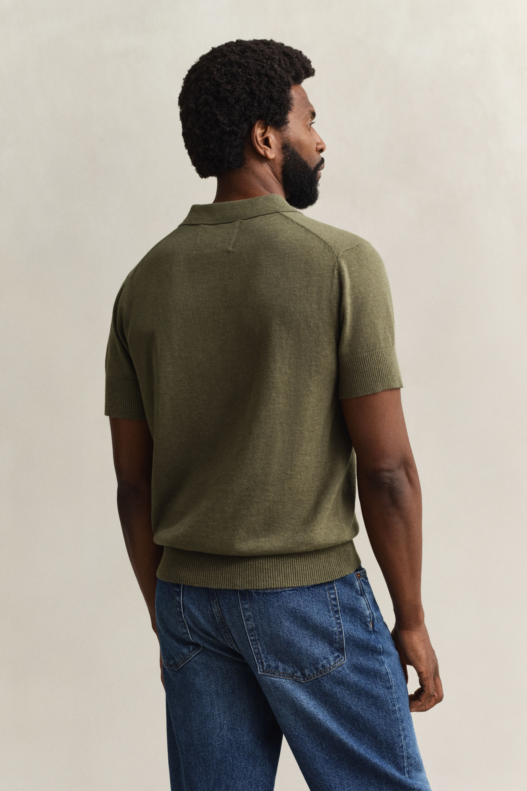 Polotrui met korte mouwen van ruwe katoenmix