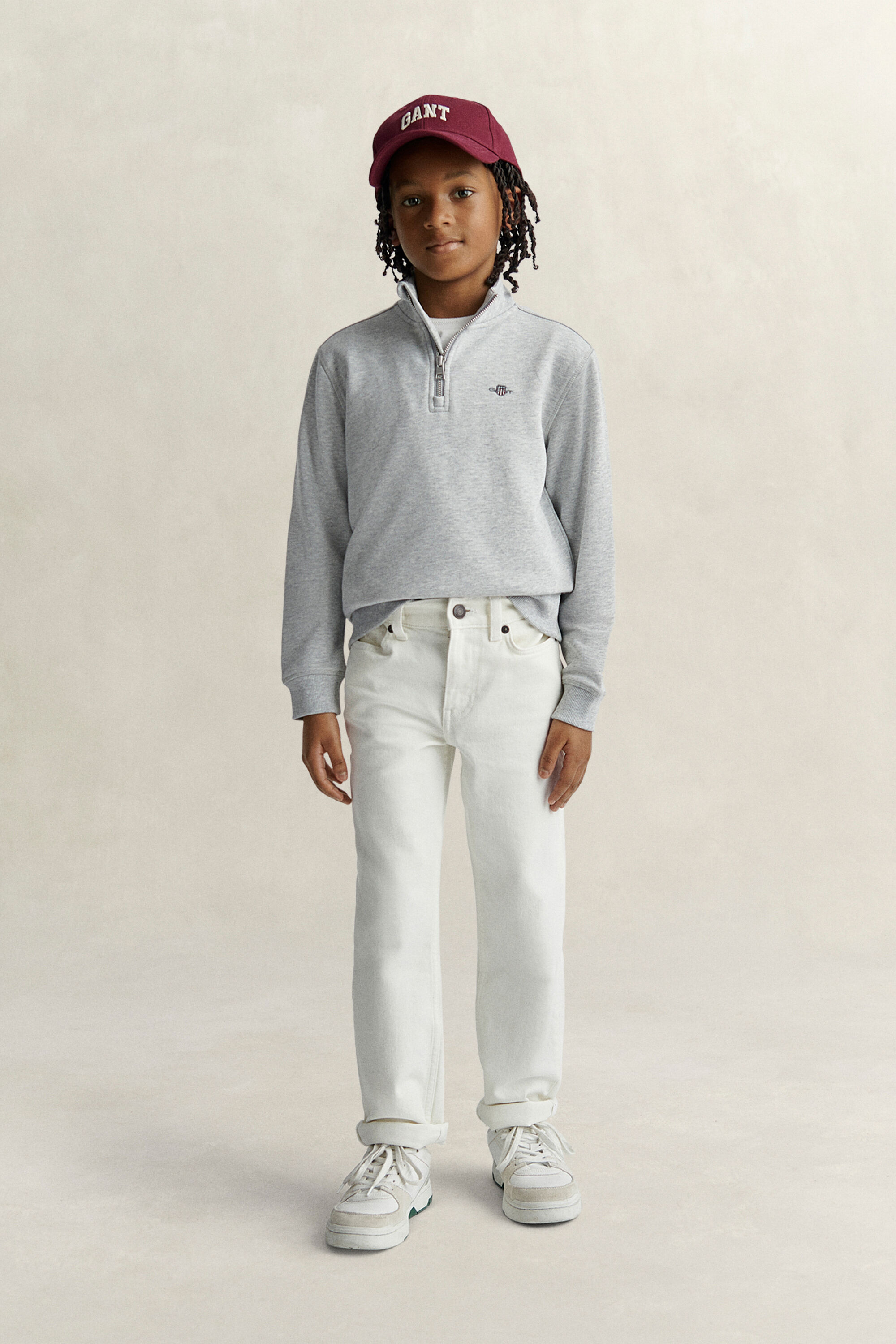 Sweatshirt met korte rits en schild voor tienerjongens
