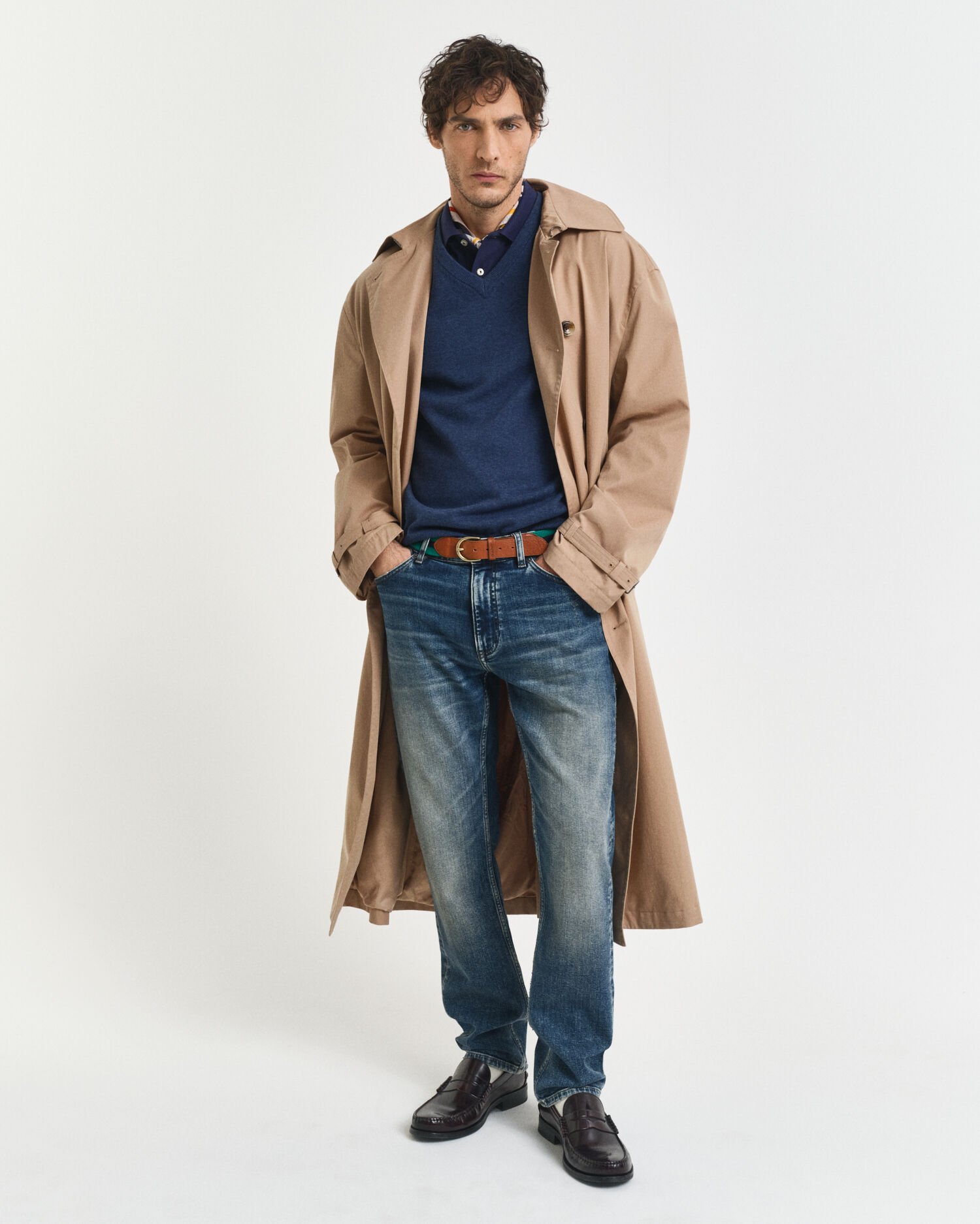 Klassieke sweater van katoen met V-hals