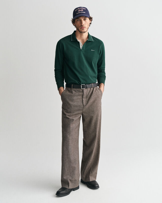 Poloshirt met getextureerde kraag en lange mouwen