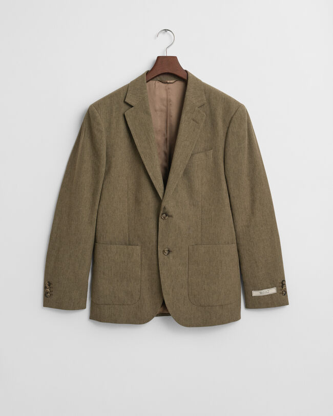 Slim Fit kostuumjasje van katoen en linnen
