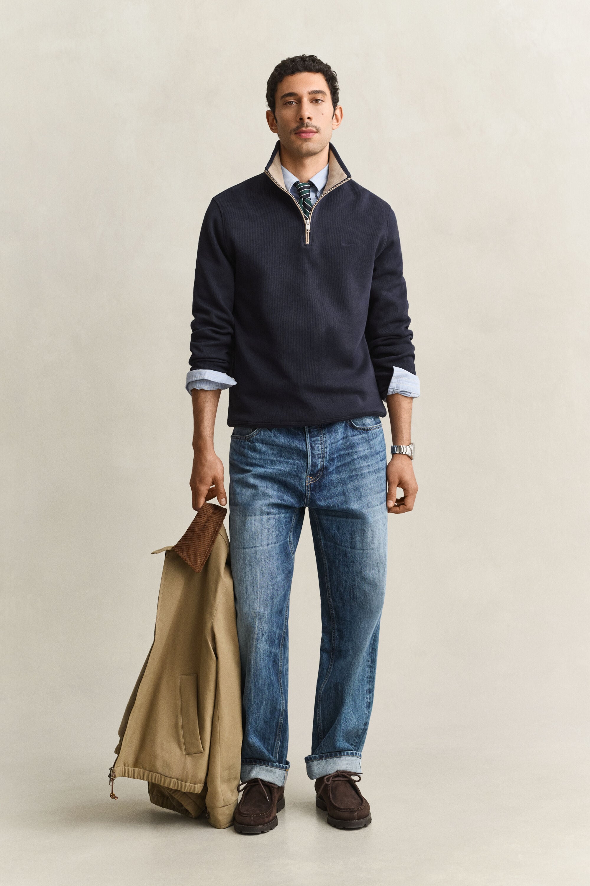 Sacker Rib sweatshirt met korte rits
