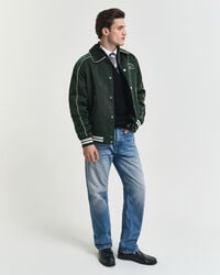 Sweater van katoenpiqué met korte rits