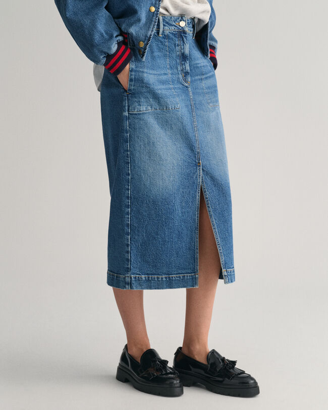 Denim rok met split