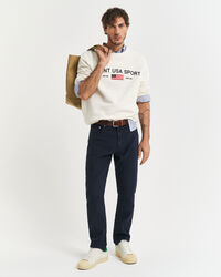 Regular Fit jeans van katoen en linnen