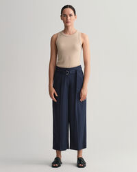 Cropped broek met wijde pijpen en ceintuur