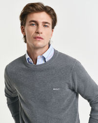 Sweater met ronde hals van piquékatoen