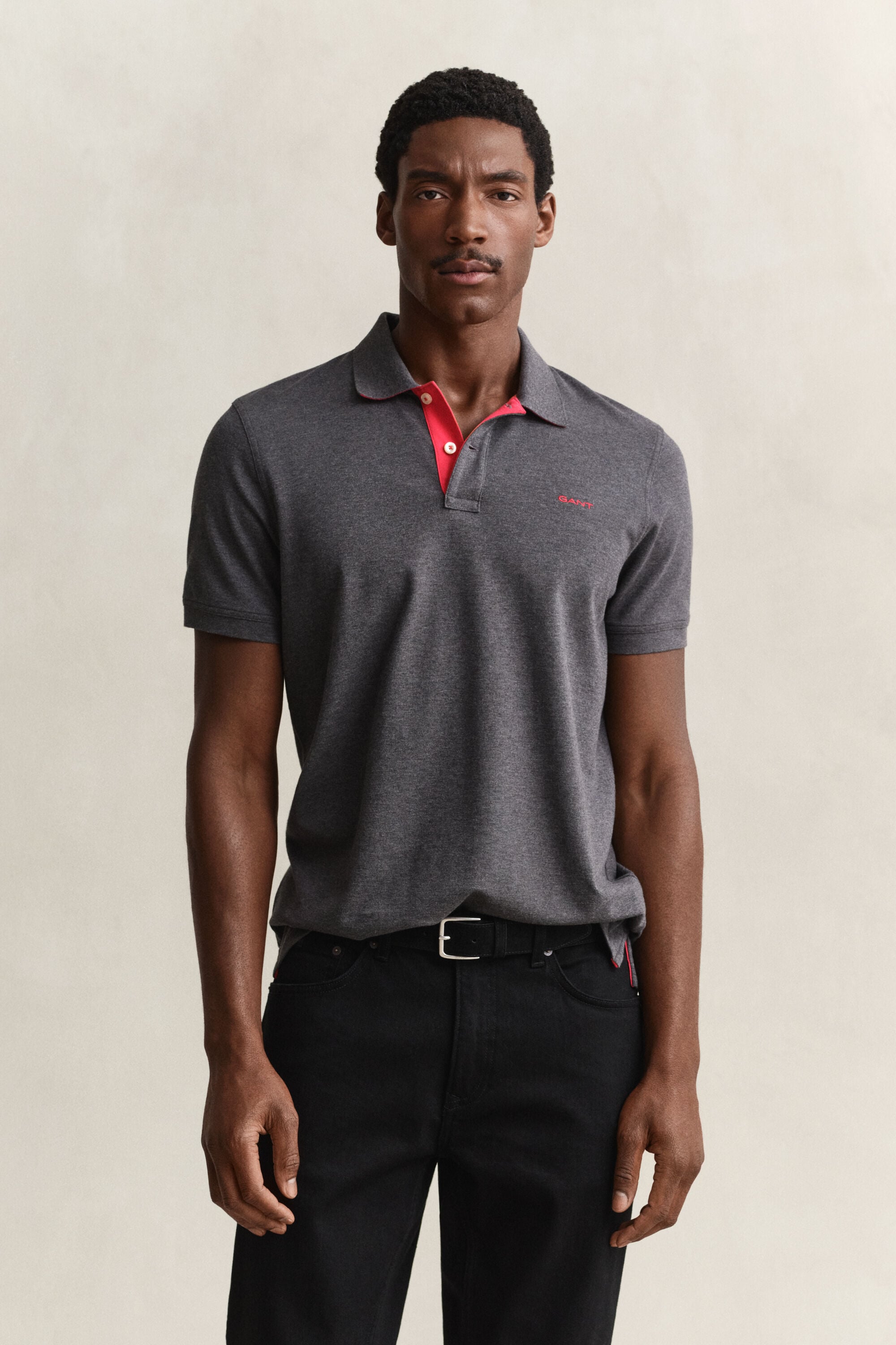 Piqué poloshirt met contrasterend detail