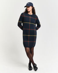 Geruite jurk met ronde hals