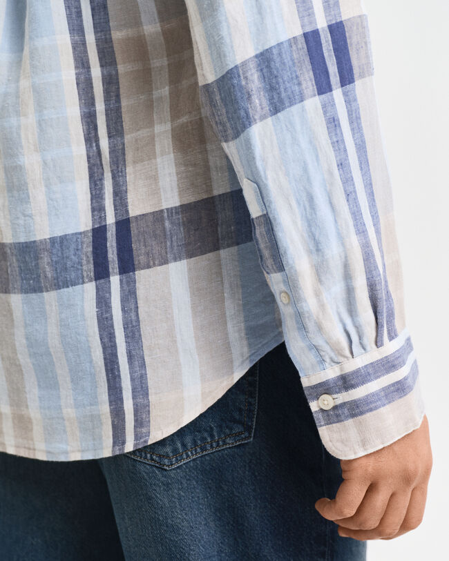 Regular Fit linnen overhemd met madrasruit