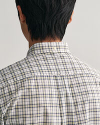 Regular Fit overhemd van poplin met korte mouwen en klein ruitje