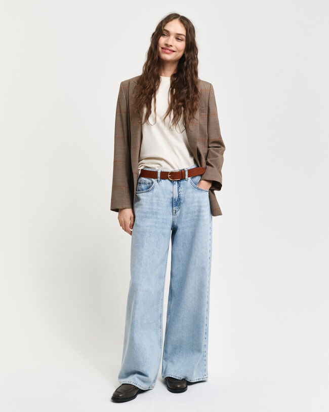 Geplooide jeans met wijde pijpen