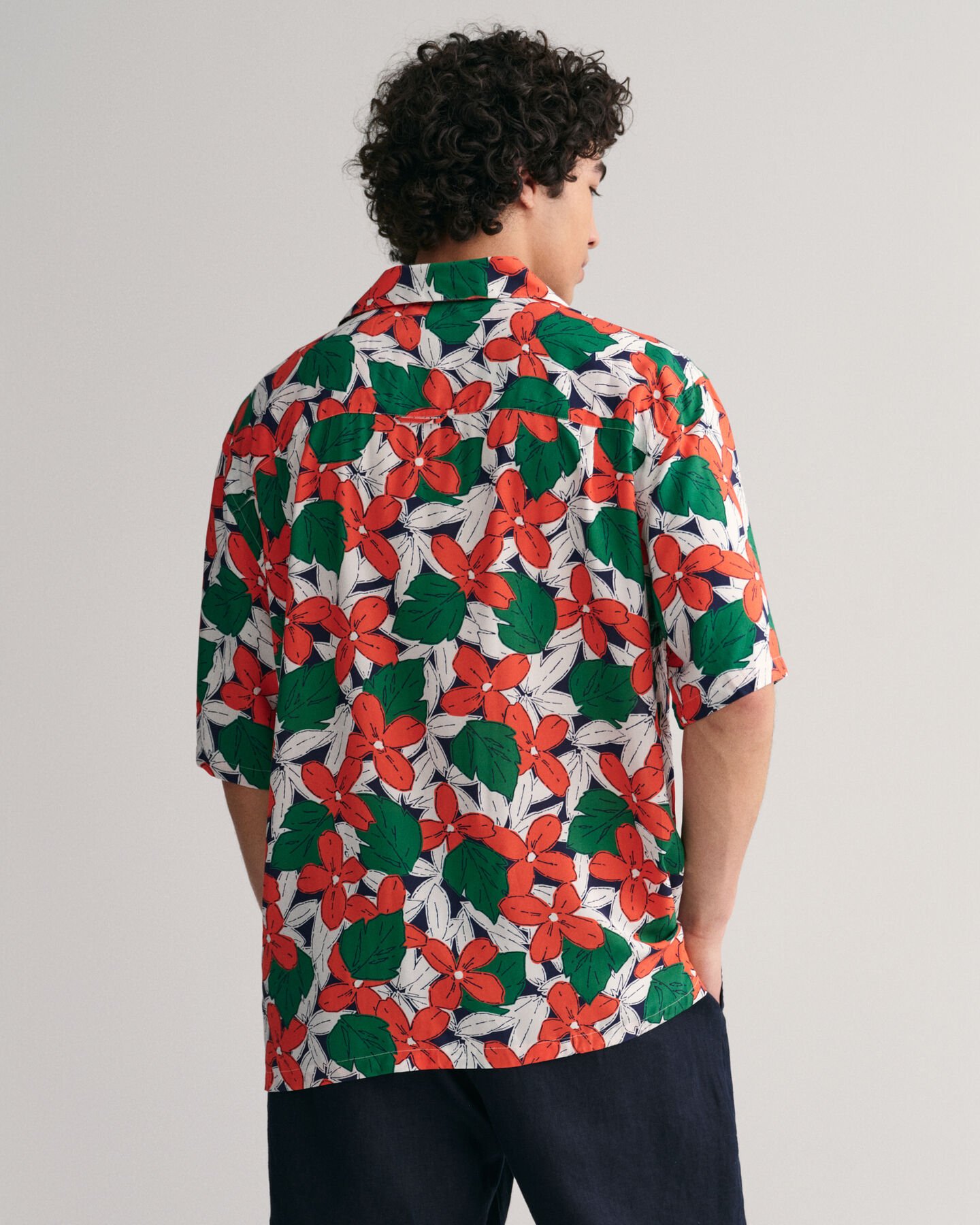 Relaxed Fit overhemd met korte mouwen en bloemenprint van viscose
