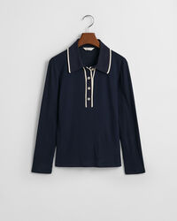 Geribd poloshirt met lange mouwen