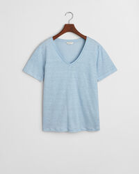Linnen T-shirt met V-hals