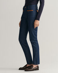 Slim Fit jeans met leren detail