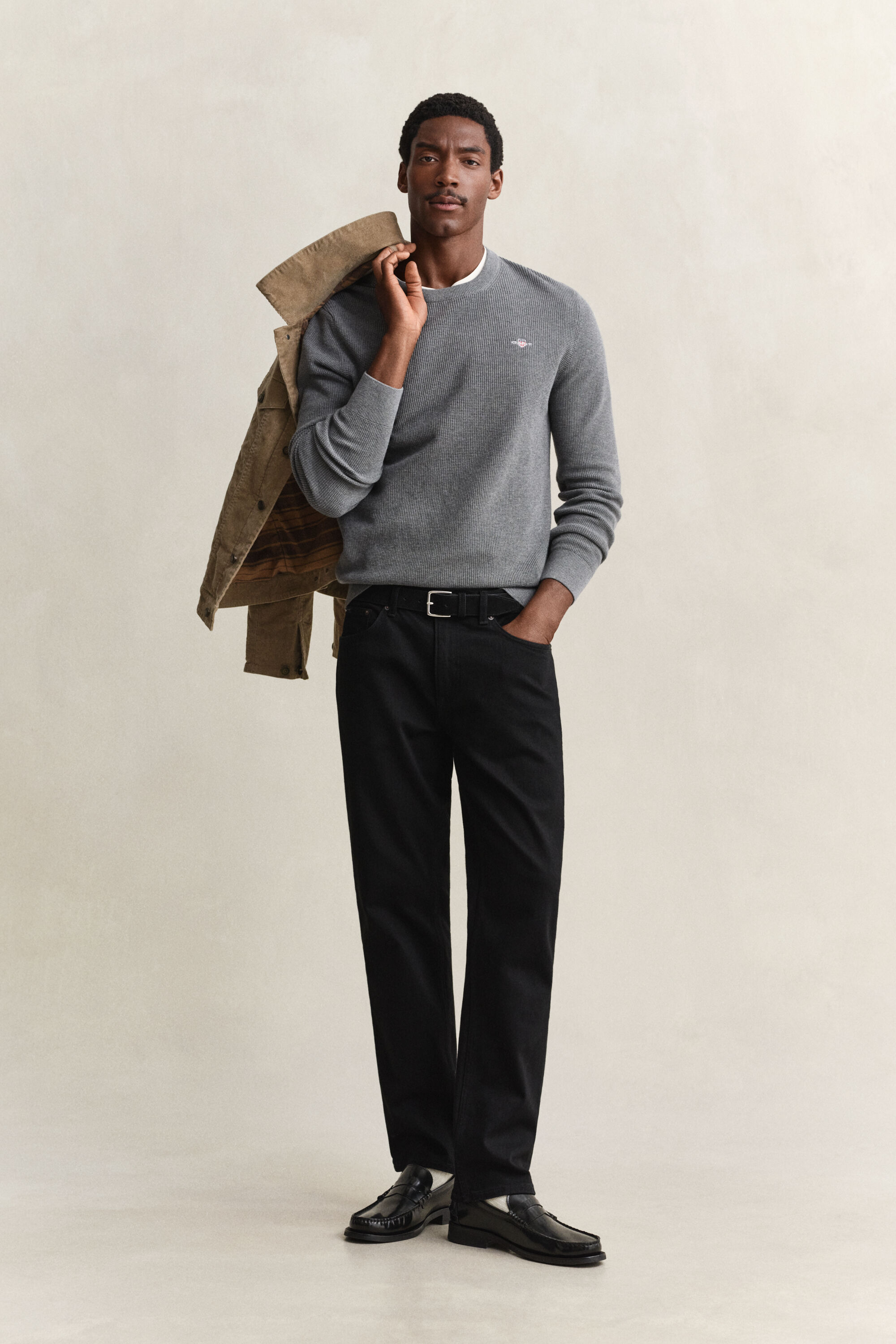 Katoenen Textured sweater met ronde hals