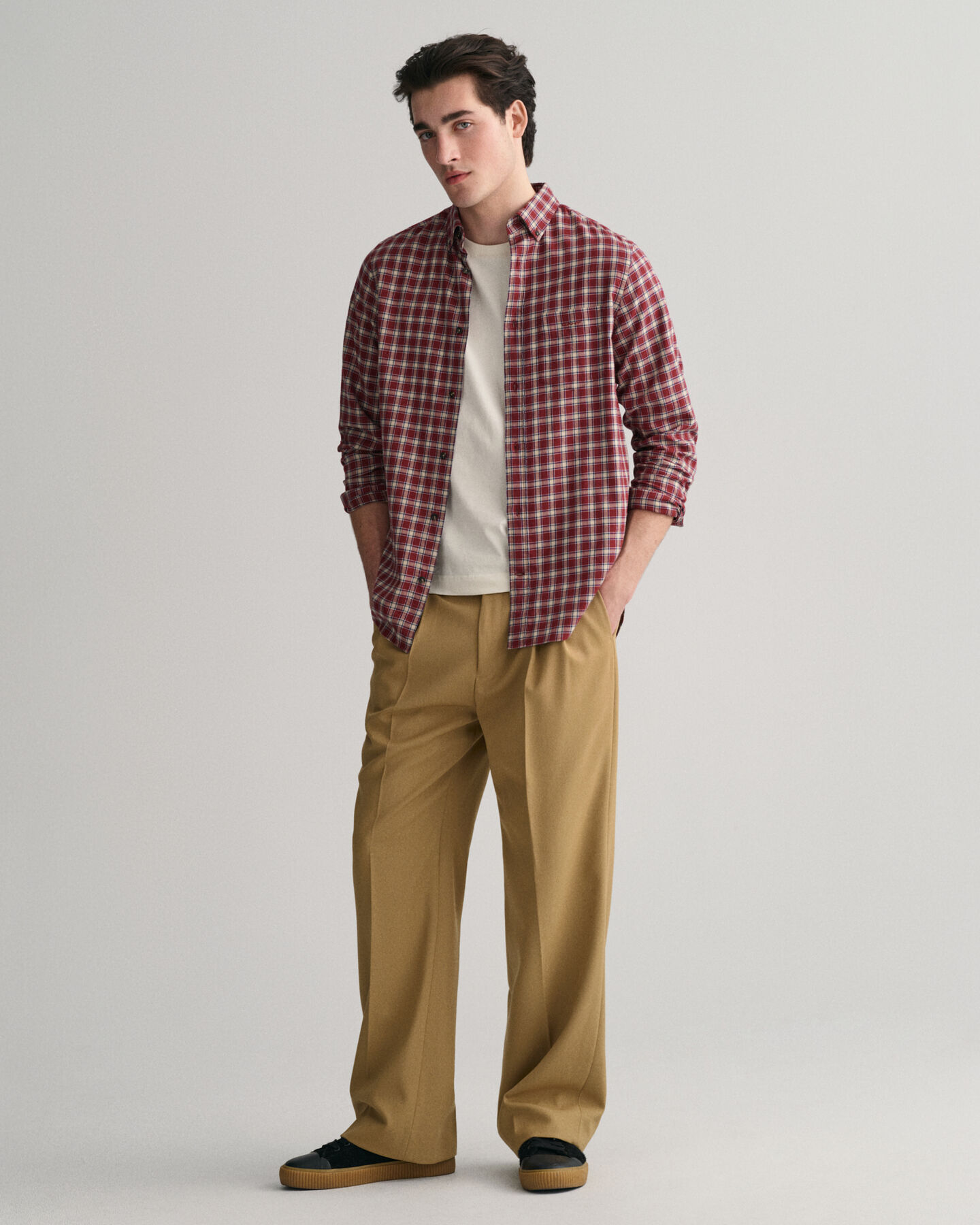 Regular Fit flanellen overhemd met kleine Schotse ruit