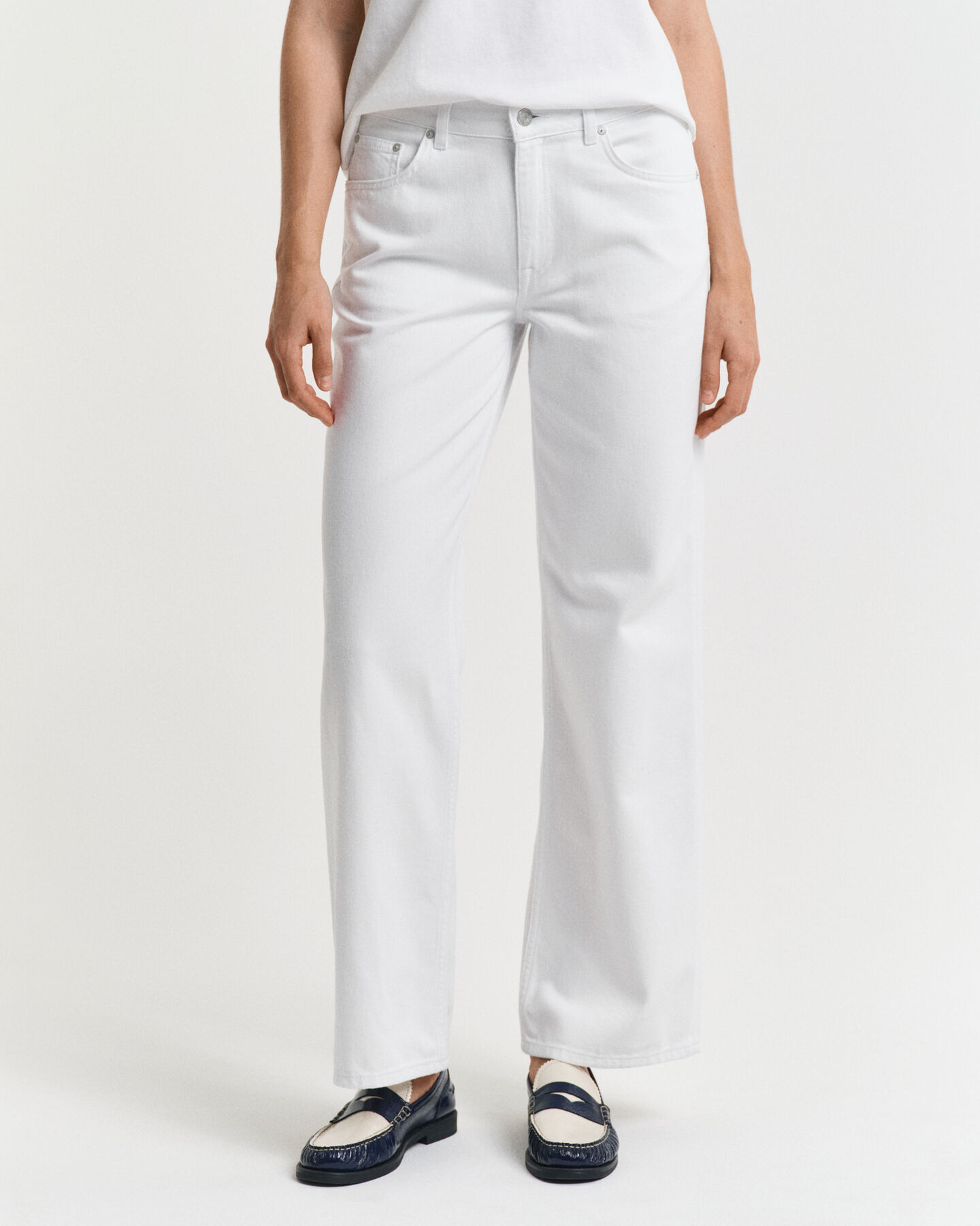 Relaxed Fit witte jeans met rechte pijpen