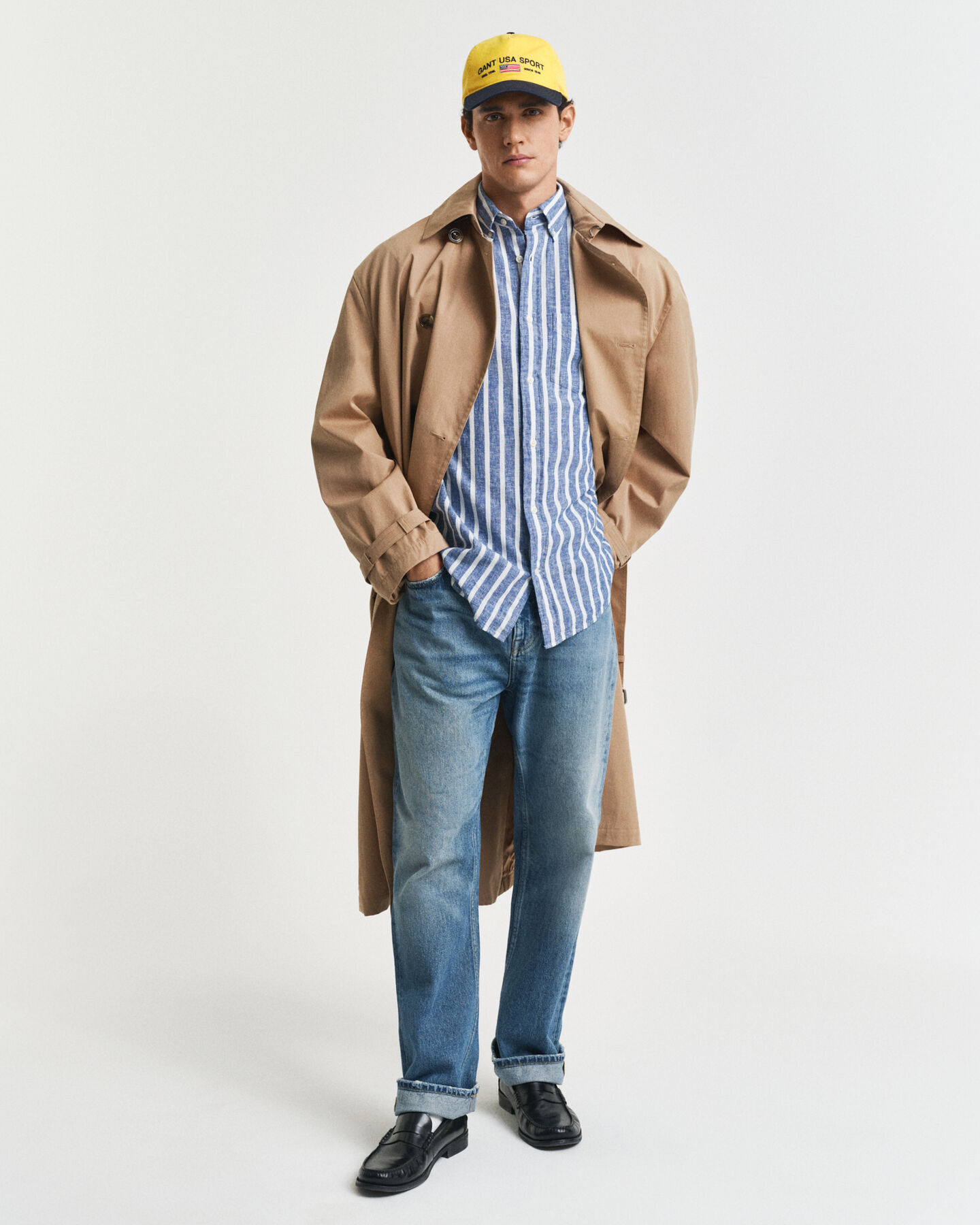 Regular Fit gestreept overhemd van katoen en linnen